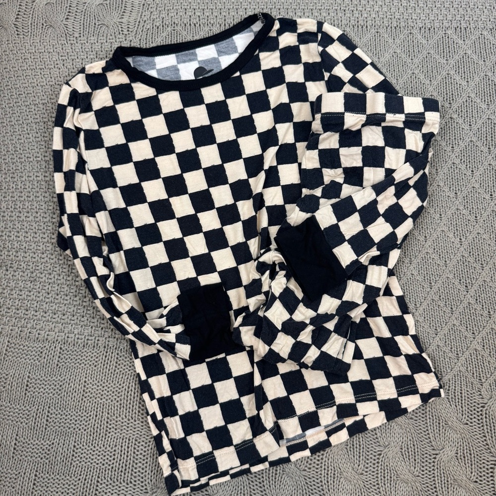 George Hats Checkered Black and Tan Long Pajama Set 5T